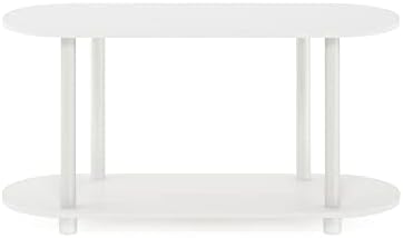 Furinno Turn-N-Tube No Tools Modern Oval Side Table, White/Virgin White