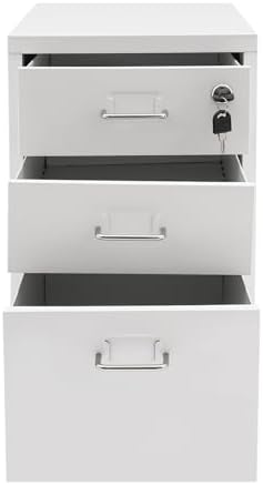 CNCEST 2-Drawer Vertical File Cabinet Metal Mobile Filing Cabinet with Lock Rolling File Drawer Cabinet Under Desk Sturdy Steel Storage Unit with Glide Drawers Lockable Wheels for Home Office (White)