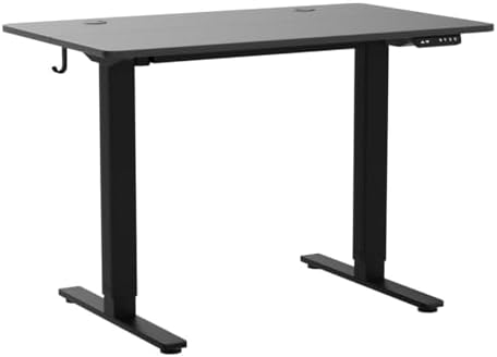 Cubiker 40 x 24 Inch Standing Desk, Stand up Height Adjustable Home Office Electric Table, Sit Stand Desk with Splice Board, Black Frame & Black Desktop
