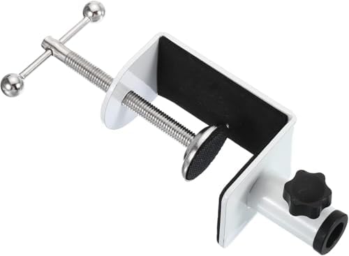 Desk C-Clamp with 1/2" Thread Hole, C Clamp for Microphone Stand, Adjustable Metal Table Clamp on Desk Lamp, Black Desk Lamp Clamp for Swing Arm Magnifying (4, white)
