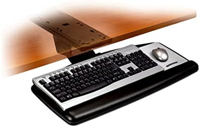 3M Sit/Stand Easy Adjust Keyboard Tray, 25.5 in. x 12 in. Wood Platform, 23 in. Track, Black, Wrist Rest and Mouse Pad