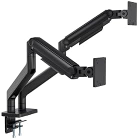 DIGITUS monitor mount – 2 screens – up to 45 inches – 20 kg load capacity – mechanical spring – for flat and curved monitors – VESA 75x75 100x100 – rotate, swivel, tilt – black