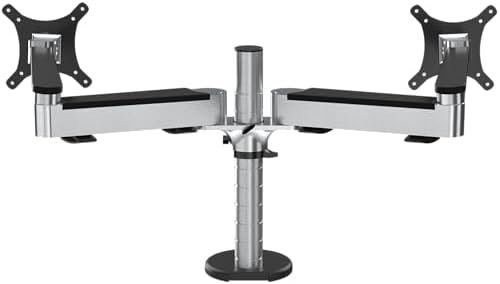 VERSADESK OmniView Dual Monitor Stand - Height Adjustable Arms for 24"-27" Screens - Desk Mount with 360° Rotation - VESA Compatible - Each Arm Supports up to 15lbs | Black