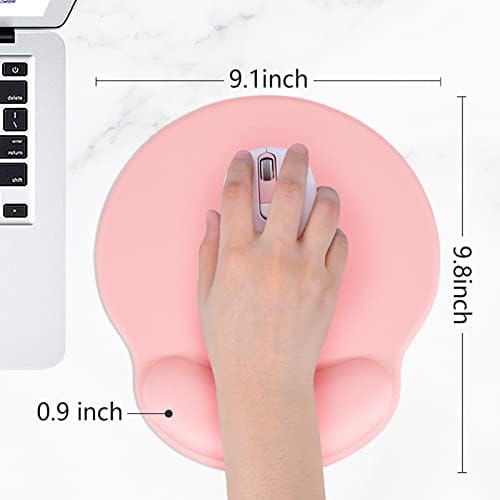 Hsurbtra Ergonomic Mouse Pad with Wrist Rest Support, Gel Mouse Pads with Non-Slip PU Base, Pain Relief Memory Foam Computer Mat, Cute Office Supplies Desk Decro Accessories, Pink