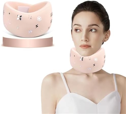 Neck Brace for Neck Pain and Support, Soft Cervical Collar for Sleeping, Cute Foam Neck Wraps, Adjustable Neck Support Brace, Keep Vertebrae Stable and Aligned, Cervical Spine Pressure Relief (Pink)