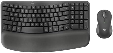 Logitech Wave Keys MK670 Combo, Wireless Ergonomic Keyboard with Signature M550 L Wireless Mouse, Comfortable Natural Typing, Bluetooth, Logi Bolt, for Multi-OS, Windows/Mac - Graphite, Pack of 4
