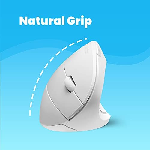Perixx PERIMICE-713W Wireless Ergonomic Vertical Mouse - 2.4G Spec with USB Receiver - On/Off Switch - 6 Buttons Right Handed Design - White