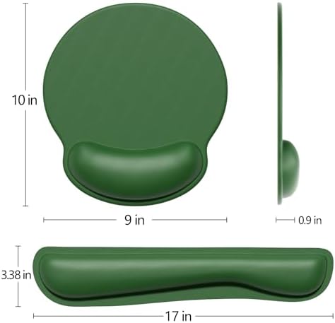 Dapesuom Keyboard Wrist Rest and Mouse Pad with Wrist Support, Cute Memory Foam Cushion for Keyboard and Mouse Set, Ergonomic Pad Rests with Non Slip Base for Easy Typing & Pain Relief, Forest Green
