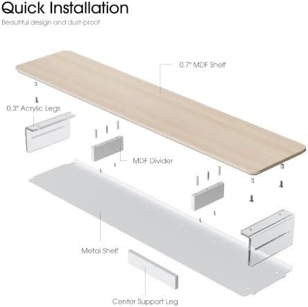 Fenge 42.5" Dual Monitor Stand with Clear Acrylic Legs, Oak