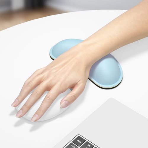 Dapesuom Mouse Wrist Rest, Ergonomic Memory Foam Mouse Wrist for Computer Desk Mats Support, Hand Rest Pad Cushion for Gaming, Office, Laptop, Men, Women, Pain Relief & Easy Typing, Sky Blue