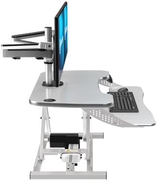 VERSADESK PowerPro Elite 36” x 24" – App Controlled Electric Standing Desk Converter w/USB Charging Port. Raises up to 20”. Fully Assembled – Includes LED Lights. Supports 80 lbs. – White