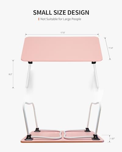 FISYOD Foldable Lap Desk, Laptop Bed Desk, Portable Bed Table, Laptop Stand for Bed & Couch, Lightweight & Mini - Pink