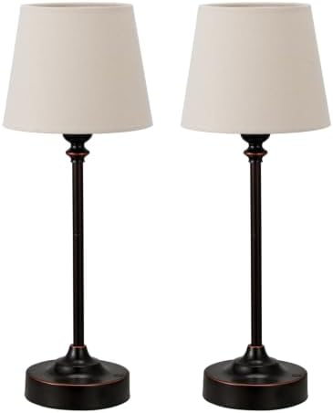 Cordless Table Lamp Rechargeable Bronze - 2 Pack Brass 4000mAH Battery Operated Lamp for Decor, 3000K Stepless Dimming Touch Control Wireless Lamp for Bedroom, Dining Table, Counter, Living Room