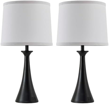 Touch Table Lamps Set of 2, 21" Bedside Lamps with USB C+A