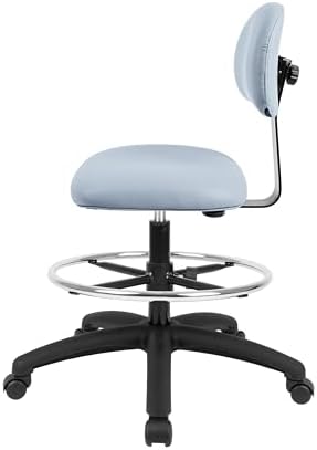 FSS Series Square seat Tall (24"-34") seat Height Chair. Vinyl-for Office, Garage, Desk, Shop, Computer, Doctor, Medical, Easy to Clean! 18" Footring (Gray, Tall, _Standard Casters)