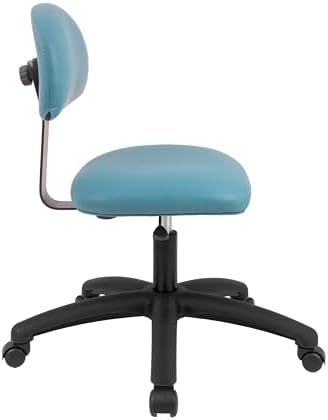 FSS Series Square seat Low (17"-22") seat Height Chair. Vinyl-for Office, Garage, Desk, Shop, Computer, Doctor, Medical, Easy to Clean! No Footring (Aqua, Low, _Standard Casters)