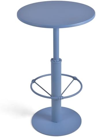 42" Tall Modern Industrial Bar Table-23.6" Dia Round Metal Top Bar Height Adjustable Standing Pub Table-Dining Room Bistro Table-Cocktail Use (Pigeon Blue)