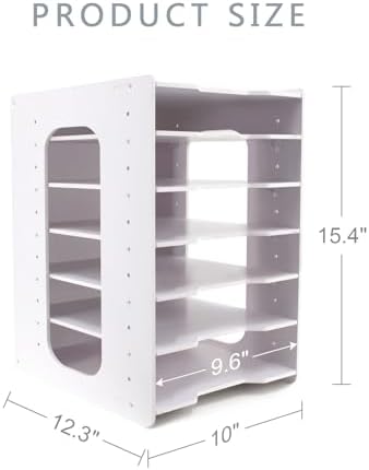 SONGWAY File Organizer for Desk - 7 Tier Document Holder with Removable Shelves, Letter Mail Rack, File Sorter Organizer, A4 Paper Storage Holder, Desktop Organizer for Home Office School, White