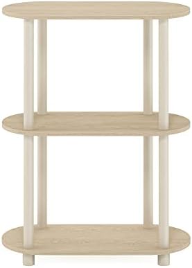 Furinno Turn-N-Tube Toolless 3-Tier Oval Display Shelf, Bauhaus Oak