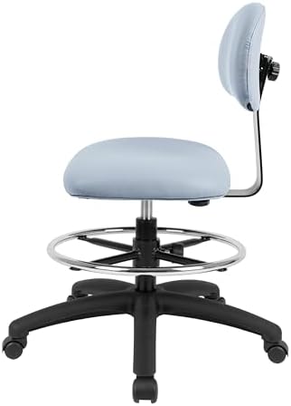 FSS Series Square seat Mid (19"-27") seat Height Chair. Vinyl-for Office, Garage, Desk, Shop, Computer, Doctor, Medical, Easy to Clean! 18" Footring (Gray, Mid Stool, _Standard Casters)