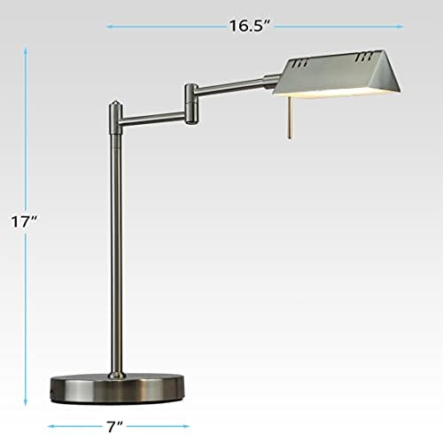 O'Bright LED Pharmacy Table Lamp, Full Range Dimming, 12W LED, 360 Degree Swing Arms, Desk, Reading, Craft, Work Lamp, ETL Tested, Brushed Nickel