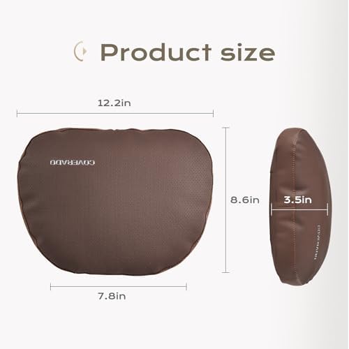 Coverado Car Headrest Pillow Soft Memory Foam Car Neck Support Pillow with Adjustable Strap, Relax Head Muscles Relieve Driving Fatigue, Breathable & Removable Cover