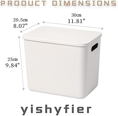 Yishyfier Plastic Storage Baskets With Lid Organizing Container Lidded Knit Storage Organizer Bins for Shelves Drawers Desktop Closet Playroom Classroom Office (4L, Light grey)