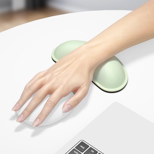 Dapesuom Mouse Wrist Rest, Ergonomic Memory Foam Mouse Wrist for Computer Desk Mats Support, Hand Rest Pad Cushion for Gaming, Office, Laptop, Men, Women, Pain Relief & Easy Typing, Lake Green