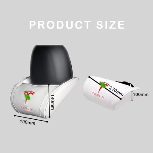 Car Headrest Neck Pillow Support Ergonomic, with Valve Stem Covers Accessory for Driving Seat Fatigue Relief Compatible with Model S X 3 Y & Cybertruck - 2 Pieces