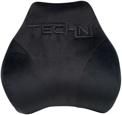 Techni Sport- GameON- Memory Foam Neck & Lumbar Pillow Set for Gaming Chair, Gaming Setup, Gaming Accessories (Black)