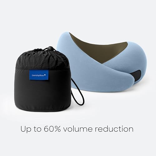 Ostrichpillow GO Travel Pillow, 360° Memory Foam Support, Soft & Washable
