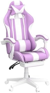 Ferghana Kawaii Light Purple Gaming Chair with Bunny Ears, Ergonomic Cute Gamer Chair with Footrest and Massage, Racing Reclining Leather Computer Game Chair 250lbs for Girls Adults Teens Kids