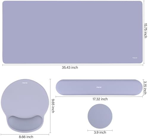 MOSISO Wrist Rest for Mouse Pad Set, Large Gaming Deskpad, Lavender Gray
