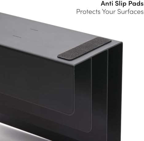 xympo Desktop Mail Organizer – 3-Slot Black Metal Letter Holder and Bill Sorter for Office and Home