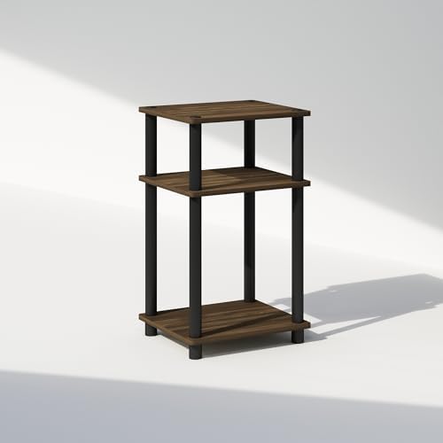 Furinno JUST Toolless 3-Tier Night Stand, Open Storage, Columbia Walnut