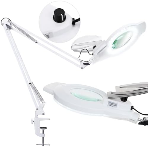 10X & 2200 Lumens Magnifying Glass with Light and Clamp, White