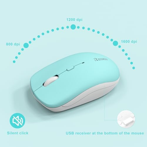 Wireless Keyboard and Mouse Combo Silent for Office and Home(Turquoise)