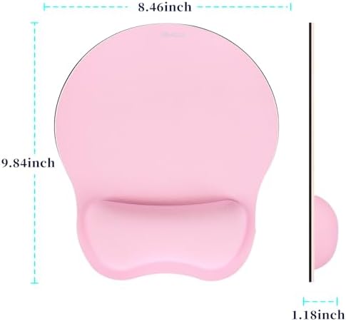 TIDALSOIL Ergonomic Mouse Pad with Memory Foam Wrist Support, Pink