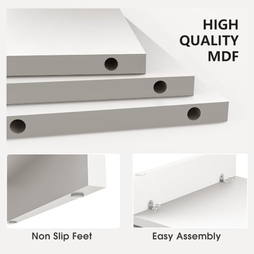 FITUEYES Wooden Monitor Stand Riser, 2-Tier Desk Storage Shelf, White
