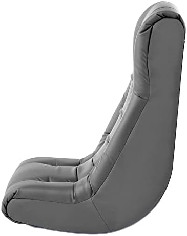 Factory Direct Partners Soft Tufted Floor Rocker - Cushioned Ground Chair for Kids Teens and Adults - Great for Reading, Gaming, Meditating, TV - Coal, 10488-GY