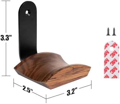 Walnut Wood Headphone Wall Mount, Wide Curved Headband Support (1 Pack)
