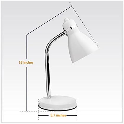Newhouse Lighting Oxford White Metal Flexible Classic Goose Neck Design Desk or Table Lamp for Office or Bedroom Use
