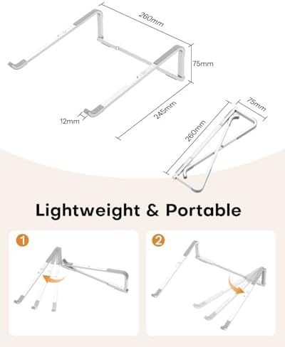 OMOTON Portable Laptop Stand for Desk, Foldable Riser, MacBook Stand