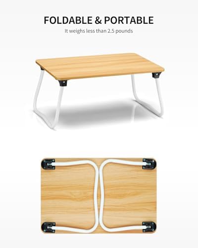 Ruxury Foldable Lap Desk Laptop Stand Bed Desk Table Tray, Breakfast Serving Tray, Portable & Lightweight Mini Table, Lap Tablet Desk for Sofa Couch Floor - Wood