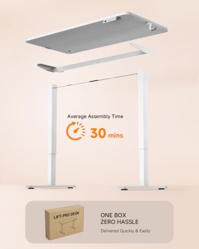 Standing Desk, 48 × 24 Inches Electric Height Adjustable, Home Office
