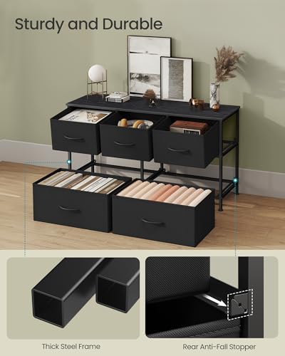 SONGMICS Dresser for Bedroom, Wide Dresser with 5 Fabric Drawers