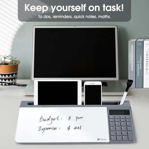 Varhomax Glass Desk Whiteboard with Calculator