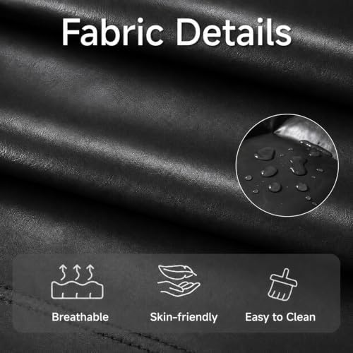 Floor Chair with Back Support, 42-Position Adjustable Gaming Chair for Adults, Faux Leather Floor Lounger, Reading Chairs with Neck Support, Foldable Floor Seat for Sleeping, Gaming (Black)