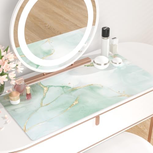 QIYI PU Leather Large Mouse Pad, Waterproof Desk Mat, 31.5" x 15.7", Marble