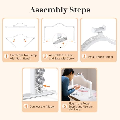 Yokilly Arc Half Moon Light: 34" Shadow-Free Large Nail Light for Desk